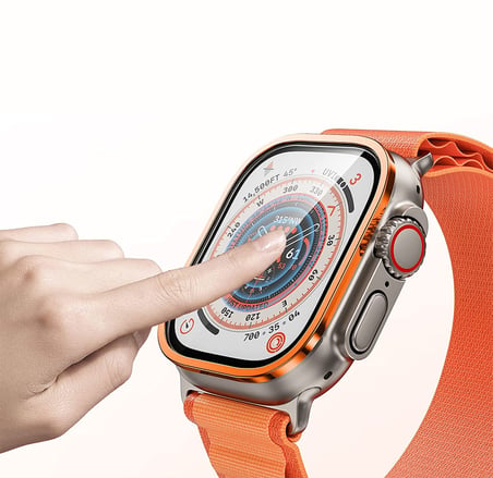Apple Watch Ultra 49mm Uyumlu Zore ALM-01 Metal Çerçeveli Ekran Koruyucu