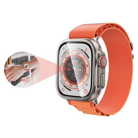 Apple Watch Ultra 49mm Uyumlu Zore ALM-01 Metal Çerçeveli Ekran Koruyucu