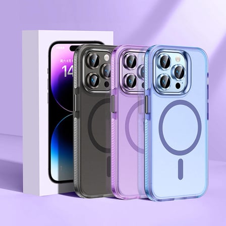 Apple iPhone 15 Pro Max Uyumlu Kılıf Airbagli M-safe Wireless Şarj Özellikli Lens Koruyuculu Zore Klaptika Kapak