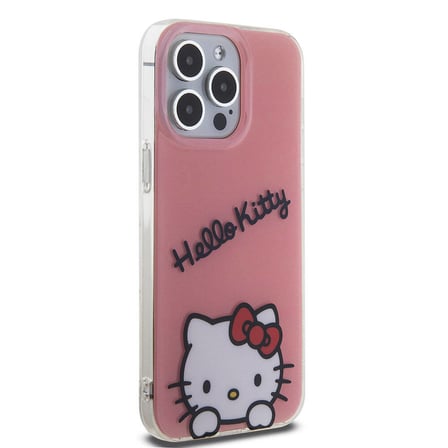 Apple iPhone 15 Pro Max Uyumlu Kılıf Hello Kitty Orjinal Lisanslı Askılı Yazı ve İkonik Logolu Daydreaming Kapak