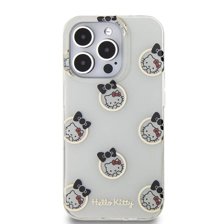 Apple iPhone 15 Pro Uyumlu Kılıf Hello Kitty Orjinal Lisanslı Elektroplating Kaplama Kabarcık Baskılı Kapak