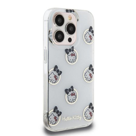 Apple iPhone 15 Pro Uyumlu Kılıf Hello Kitty Orjinal Lisanslı Elektroplating Kaplama Kabarcık Baskılı Kapak