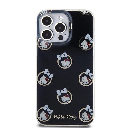 Apple iPhone 15 Pro Max Uyumlu Kılıf Hello Kitty Orjinal Lisanslı Elektroplating Kaplama Kabarcık Baskılı Kapak