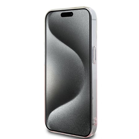 Apple iPhone 15 Uyumlu Kılıf Hello Kitty Orjinal Lisanslı Yazı ve İkonik Logolu Elektroplating Kaplama Gradyan Kapak