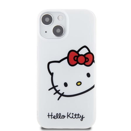Apple iPhone 15 Uyumlu Kılıf Hello Kitty Orjinal Lisanslı Yazı ve İkonik Logolu Kitty Head Kapak