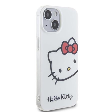 Apple iPhone 15 Uyumlu Kılıf Hello Kitty Orjinal Lisanslı Yazı ve İkonik Logolu Kitty Head Kapak