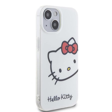 Apple iPhone 15 Uyumlu Kılıf Hello Kitty Orjinal Lisanslı Yazı ve İkonik Logolu Kitty Head Kapak
