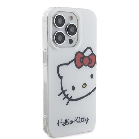 Apple iPhone 15 Pro Max Uyumlu Kılıf Hello Kitty Orjinal Lisanslı Yazı ve İkonik Logolu Kitty Head Kapak