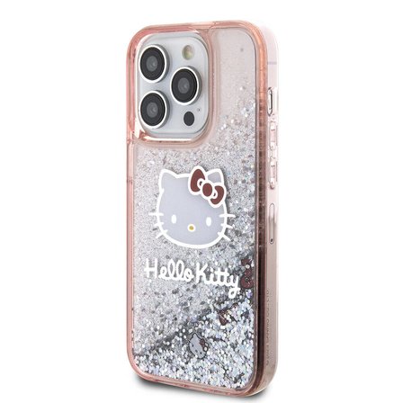 Apple iPhone 15 Pro Uyumlu Kılıf Hello Kitty Orjinal Lisanslı İkonik Sıvılı Glitter Kapak