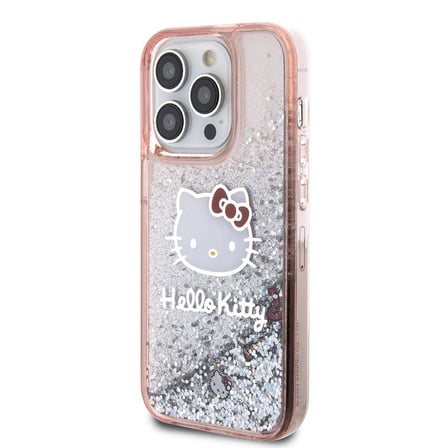 Apple iPhone 15 Pro Uyumlu Kılıf Hello Kitty Orjinal Lisanslı İkonik Sıvılı Glitter Kapak