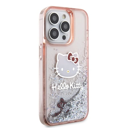 Apple iPhone 15 Pro Uyumlu Kılıf Hello Kitty Orjinal Lisanslı İkonik Sıvılı Glitter Kapak