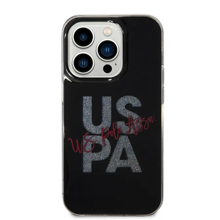 Apple iPhone 15 Pro Uyumlu Kılıf U.S. Polo Assn. Orjinal Lisanslı Simli Parlak Alfabe Tasarım Kapak