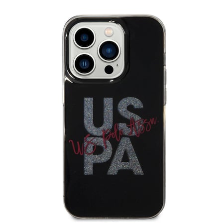 Apple iPhone 15 Pro Uyumlu Kılıf U.S. Polo Assn. Orjinal Lisanslı Simli Parlak Alfabe Tasarım Kapak