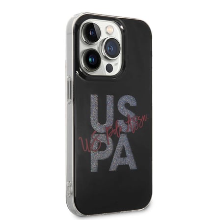 Apple iPhone 15 Pro Uyumlu Kılıf U.S. Polo Assn. Orjinal Lisanslı Simli Parlak Alfabe Tasarım Kapak