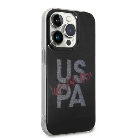 Apple iPhone 15 Pro Max Uyumlu Kılıf U.S. Polo Assn. Orjinal Lisanslı Simli Parlak Alfabe Tasarım Kapak