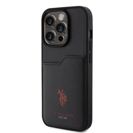 Apple iPhone 15 Pro Uyumlu Kılıf U.S. Polo Assn. Orjinal Lisanslı Baskı Logolu PU Kartlıklı Kapak