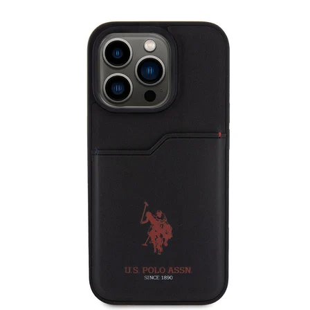 Apple iPhone 15 Pro Uyumlu Kılıf U.S. Polo Assn. Orjinal Lisanslı Baskı Logolu PU Kartlıklı Kapak