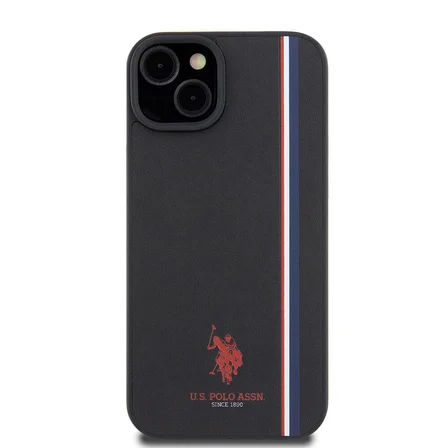 Apple iPhone 15 Plus Uyumlu Kılıf U.S. Polo Assn. Orjinal Lisanslı Üç Renk Şerit Tasarımlı Baskı Logolu Kapak