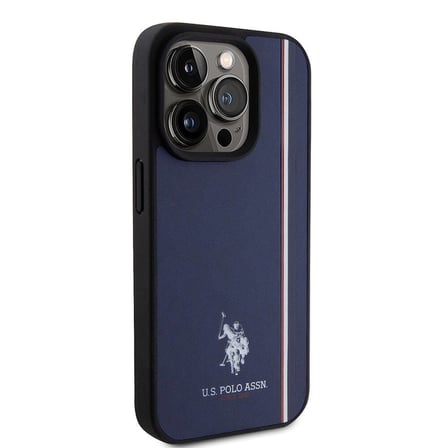 Apple iPhone 15 Pro Uyumlu Kılıf U.S. Polo Assn. Orjinal Lisanslı Üç Renk Şerit Tasarımlı Baskı Logolu Kapak