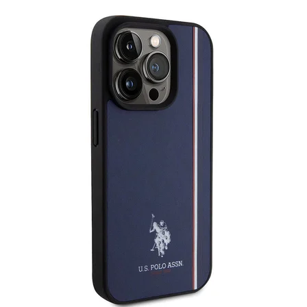 Apple iPhone 15 Pro Uyumlu Kılıf U.S. Polo Assn. Orjinal Lisanslı Üç Renk Şerit Tasarımlı Baskı Logolu Kapak