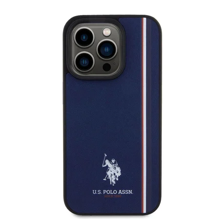 Apple iPhone 15 Pro Uyumlu Kılıf U.S. Polo Assn. Orjinal Lisanslı Üç Renk Şerit Tasarımlı Baskı Logolu Kapak