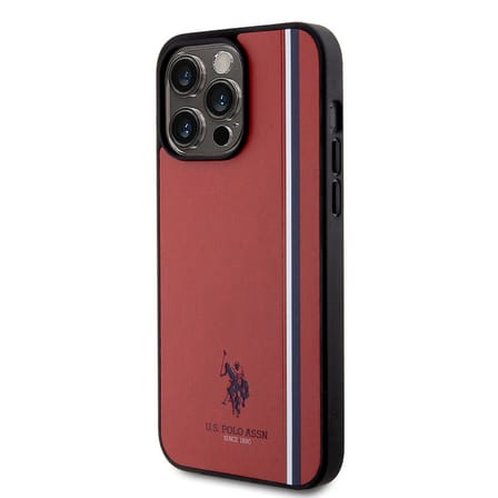 Apple iPhone 15 Pro Max Uyumlu Kılıf U.S. Polo Assn. Orjinal Lisanslı Üç Renk Şerit Tasarımlı Baskı Logolu Kapak