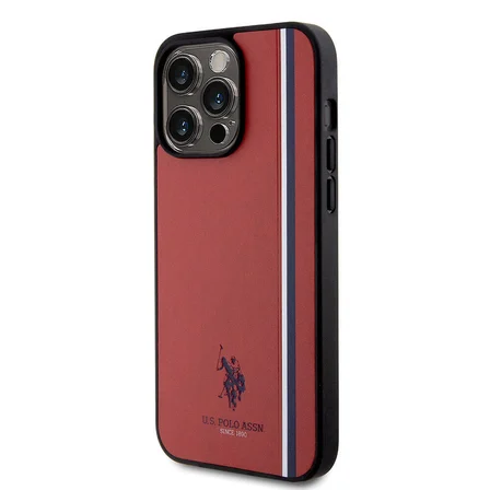 Apple iPhone 15 Pro Max Uyumlu Kılıf U.S. Polo Assn. Orjinal Lisanslı Üç Renk Şerit Tasarımlı Baskı Logolu Kapak
