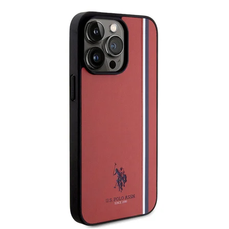 Apple iPhone 15 Pro Max Uyumlu Kılıf U.S. Polo Assn. Orjinal Lisanslı Üç Renk Şerit Tasarımlı Baskı Logolu Kapak