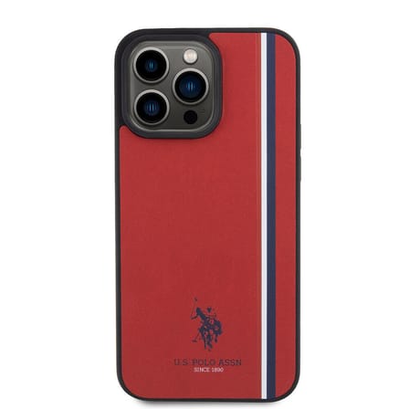 Apple iPhone 15 Pro Max Uyumlu Kılıf U.S. Polo Assn. Orjinal Lisanslı Üç Renk Şerit Tasarımlı Baskı Logolu Kapak
