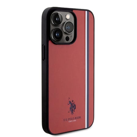 Apple iPhone 15 Pro Max Uyumlu Kılıf U.S. Polo Assn. Orjinal Lisanslı Üç Renk Şerit Tasarımlı Baskı Logolu Kapak