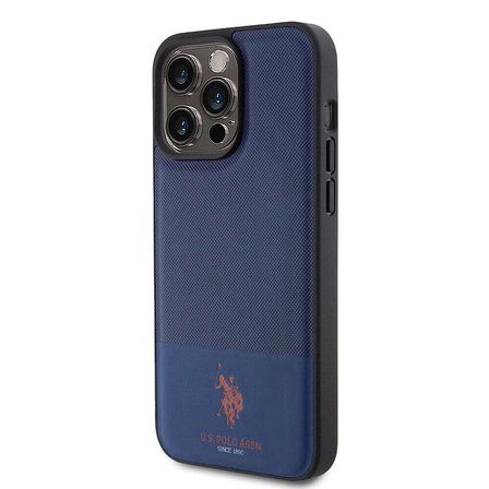 Apple iPhone 15 Pro Max Uyumlu Kılıf U.S. Polo Assn. Orjinal Lisanslı Suni Deri Arka Yüzey Baskı Logolu Örgü Desenli Kapak