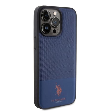 Apple iPhone 15 Pro Max Uyumlu Kılıf U.S. Polo Assn. Orjinal Lisanslı Suni Deri Arka Yüzey Baskı Logolu Örgü Desenli Kapak