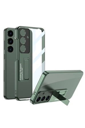 Samsung Galaxy S24 Uyumlu Kılıf Kamera Korumalı Şeffaf Tasarımlı Zore Lego Standlı Kapak