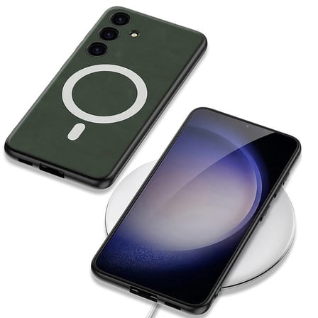 Samsung Galaxy S24 Uyumlu Kılıf M-safe Şarj Özellikli Deri Tasarımlı Zore Kıpta Nubuk Kapak