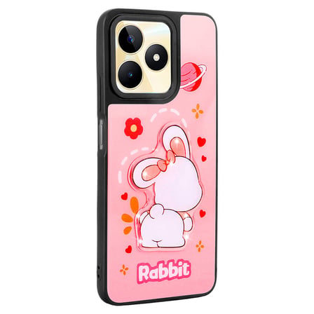 Realme C53 Uyumlu Kılıf Parlayan Kabartmalı İkonik Figürlü Zore Amas Silikon Kapak