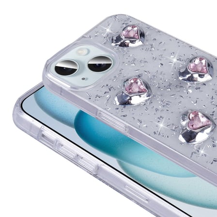 Apple iPhone 14 Uyumlu Kılıf Airbagli Simli Arka Yüzey Zore Işıltı Silikon Kapak