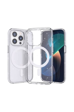Apple iPhone 14 Pro Uyumlu Kılıf M-safe Şarj Özellikli Parlayan Simli Saydam Renkli Zore Allstar Kapak