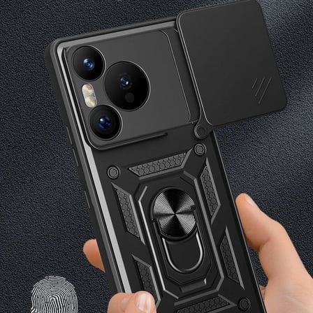 Huawei Pura 70 5G Uyumlu Kılıf Magnetik Standlı Kamera Korumalı Zore Sürgülü Vega Kapak