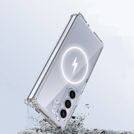 Samsung Galaxy Z Fold 6 Uyumlu Kılıf M-safe Şarj Özellikli Şeffaf Sert PC Zore Embos Kapak