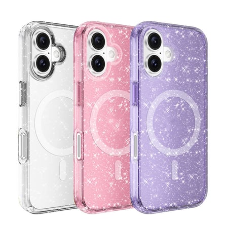 Apple iPhone 16 Plus Uyumlu Kılıf M-safe Şarj Özellikli Parlayan Simli Saydam Renkli Zore Allstar Kapak