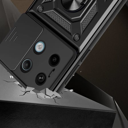 Xiaomi Redmi Note 13 Pro 5G Uyumlu Kılıf Magnetik Standlı Kamera Korumalı Zore Sürgülü Vega Kapak