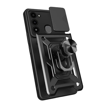 Tecno Spark 8C Uyumlu Kılıf Magnetik Standlı Kamera Korumalı Zore Sürgülü Vega Kapak