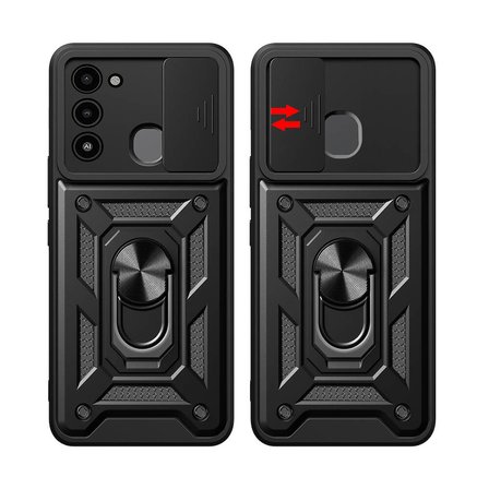 Tecno Spark 8C Uyumlu Kılıf Magnetik Standlı Kamera Korumalı Zore Sürgülü Vega Kapak