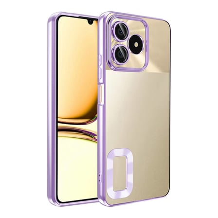Realme C53 4G Uyumlu Kılıf Silikon Kamera Korumalı Renkli Şeritli Logo Gösteren Zore Omega Kapak