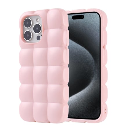 Apple iPhone 15 Pro Max Uyumlu Kılıf Silikon Parlak Esnek Yumuşak Kabartmalı Zore Dom Dom Kapak