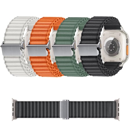 Apple Watch 10 46mm Uyumlu Zore KRD-123 Naylon Kumaş Hasır Örgülü Kordon
