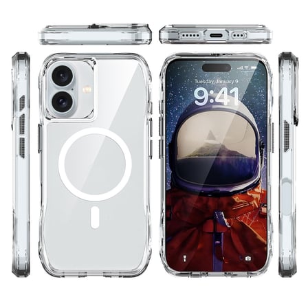 Apple iPhone 16 Uyumlu Kılıf M-safe Şarj Özellikli Airbagli Şeffaf Zore İncek Kapak