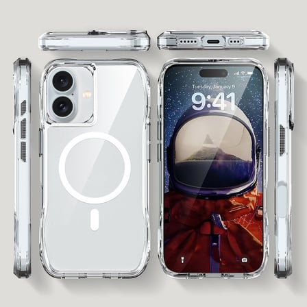 Apple iPhone 16 Uyumlu Kılıf M-safe Şarj Özellikli Airbagli Şeffaf Zore İncek Kapak
