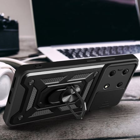 Infinix Note 30 Uyumlu VIP Kılıf Magnetik Standlı Kamera Korumalı Zore Sürgülü Vega Kapak