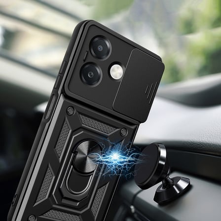 Oppo A3x 4G Uyumlu Kılıf Magnetik Standlı Kamera Korumalı Zore Sürgülü Vega Kapak